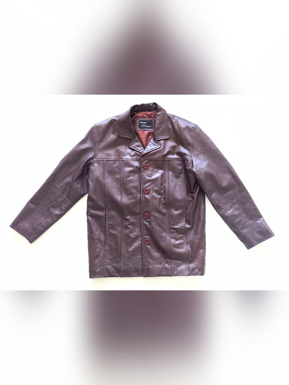 Marciano Mens Button Down Leather Jacket Brown US Large EU 52 Vintage